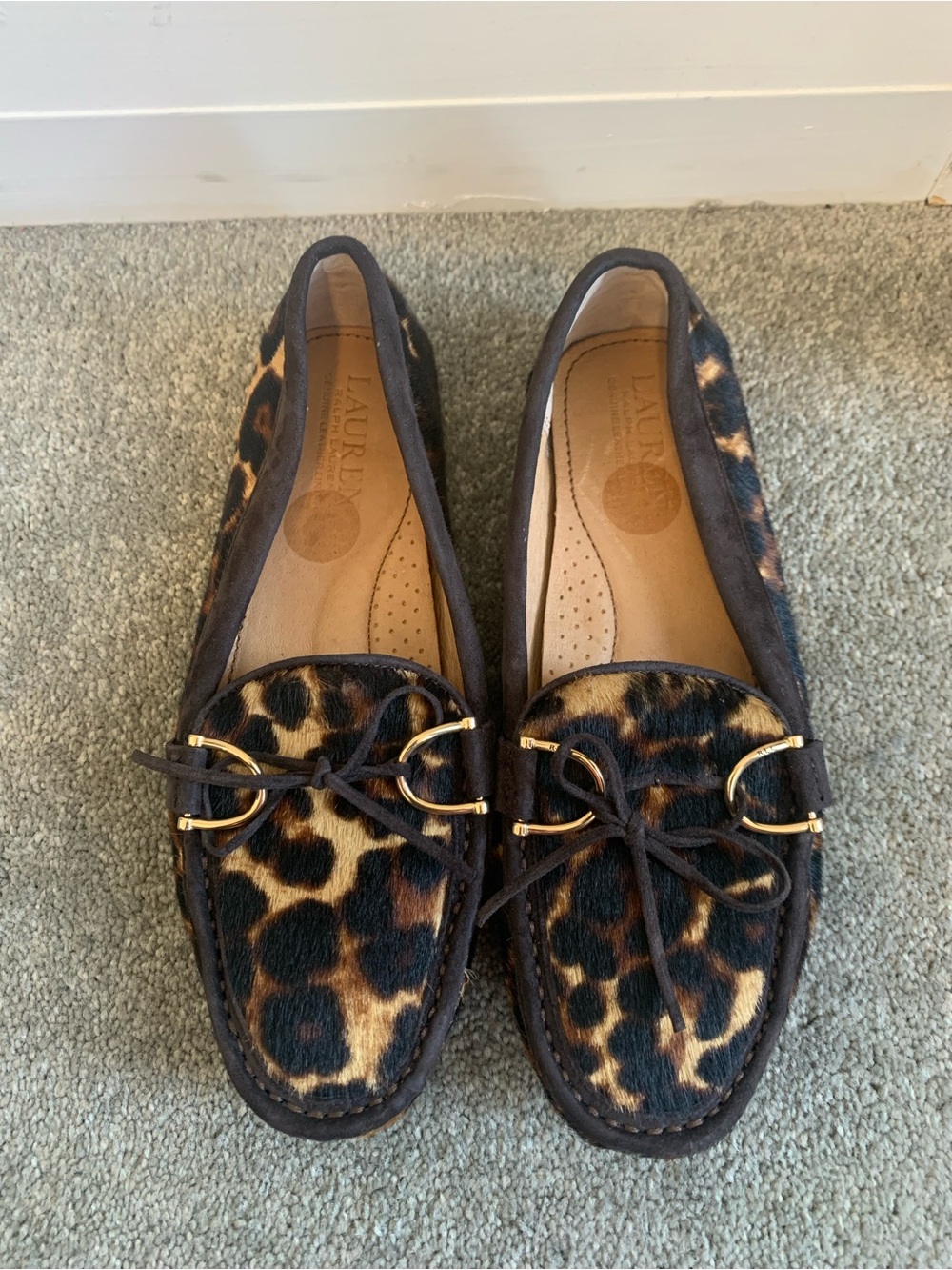 Lauren Ralph Lauren Briley Brown Leopard-Print Calf Hair Moccasin Flats